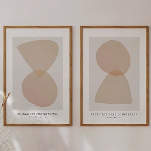 Be Anxious for nothing Duo Set | Philippians 4:6 | Christian Wall Art | Modern Scripture Art Prints | Christian Wall Decor | Proverbs 3-5