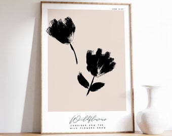 Wildflower Art Print | Luke 12:27 | Bible verse prints | Scripture Poster | Christian art prints  | Modern christian posters