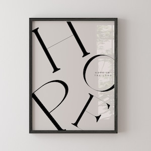 Black and White “Hope” Wall Art Sign | Religious Wall Art | Wall Art Print | Black and White Wall Art | Religious Decor | New Home Gift