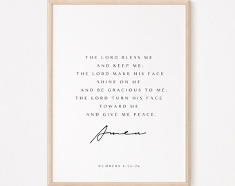 Numbers 6-24-26 | The Blessing | The Lord Bless You and Keep You | Bible Quote | Modern Christian wall art | Christian Prints | Kari Jobe