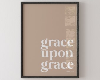 Gnade um Gnade Johannes 3:16 Wandkunst | Christliche Wandkunst | Religiöse Wandkunst | Gnade um Gnade Kunst | Religiöses Geschenk