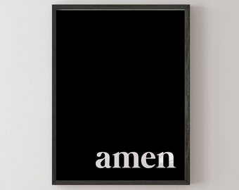 Black and White “Amen” Wall Art Sign | Christian Quote Art | Wall Art Print | Black and White Wall Art | Amen Sign Art | Religious Gift