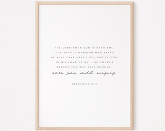 Zephaniah 3-17  | Minimal Christian Prints | Bible verse prints | Bible Quote | Modern Christian wall art | Christian Prints |