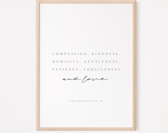 Colossians 3-12-14 | Minimal Christian Prints | Bible verse prints | Bible Quote | Modern Christian wall art | Christian Prints |