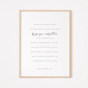 Philippians 4:6-7  | Minimal Christian Prints | Bible verse prints | Bible Quote | Modern Christian wall art | Christian Prints |