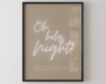 Oh Holy Night Print: Christmas Carol Lyrics, Christian Wall Art