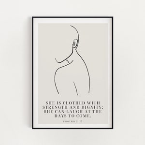 DIGITAL PRINT Proverbs 31:25 | Christian Art Print | She is clothed with strength and dignity