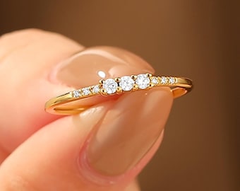 14k solid Gold lab grown diamond wedding band, Dainty Straight Wedding Band, Half Eternity Diamond Wedding Ring, Stack Matching Promise Ring