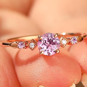 Rosa Saphir Ring für Frauen / Hochzeit Verlobungsring / Rosa Saphir Ring / Zarter Goldring / Hochzeit Verlobungsring / Rosa Edelstein Ring / Handgefertigter Ring / Geschenk für Sie