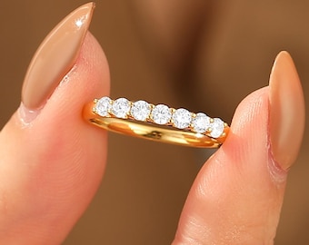 Classic Diamond Wedding Ring, Macthing Anniversary ring for women, Solid 14k yellow gold lab grown diamond bridal promise ring, Gift for her