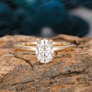 1.5ct Oval Cut Moissanite Engagement Ring/ Anniversary Gift For Woman/ Hidden Halo Ring/ Gold Ring/ Moissanite Wedding Ring/ Proposal Ring