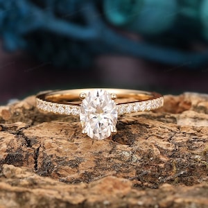 Classic Oval Cut Lab Grown Diamond Ring/ Engagement Wedding Diamond Ring/ Half Eternity Bridal Ring/ Diamond Ring For Her/ Solid Gold Ring