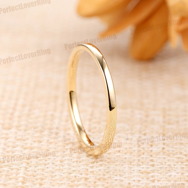 Minimalist Wedding Band/ Plain Gold Band/ Stackable Ring/ Matching Band Ring/ 14K Yellow Gold Band Ring/ Promise Bridal Ring / Handmade Ring