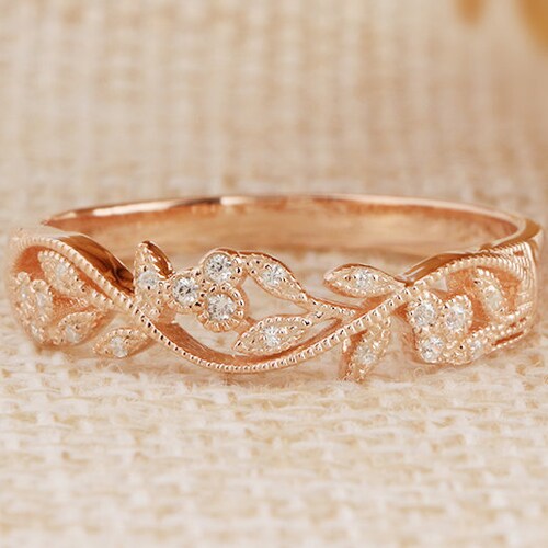 Leaf Wedding Ring Leaf Wedding Band Gold Leaf Wedding Ring Etsy