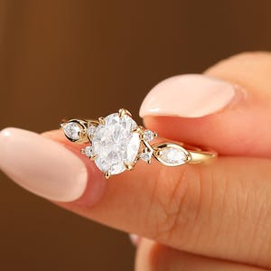 CVD Diamond Ring, IGI Certified Oval Cut Lab Grown Diamond Engagement Ring, Antique Diamond Promise Bridal Ring, Solid 14K Rose Gold Ring image 3