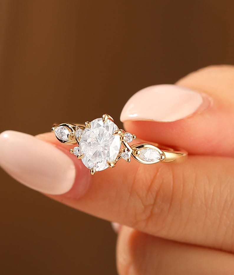 CVD Diamond Ring, IGI Certified Oval Cut Lab Grown Diamond Engagement Ring, Antique Diamond Promise Bridal Ring, Solid 14K Rose Gold Ring image 3