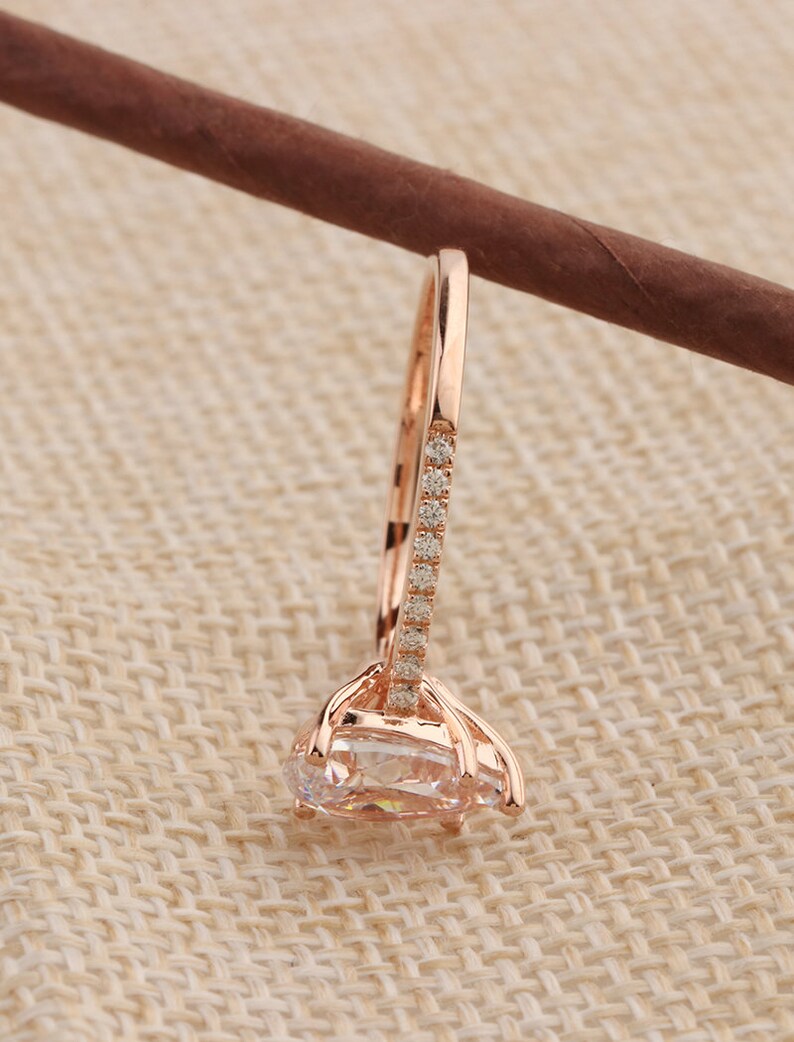 Silver Gold Plated Ring / 6.0x9.0mm Pear Cut Simulated Diamond Etsy