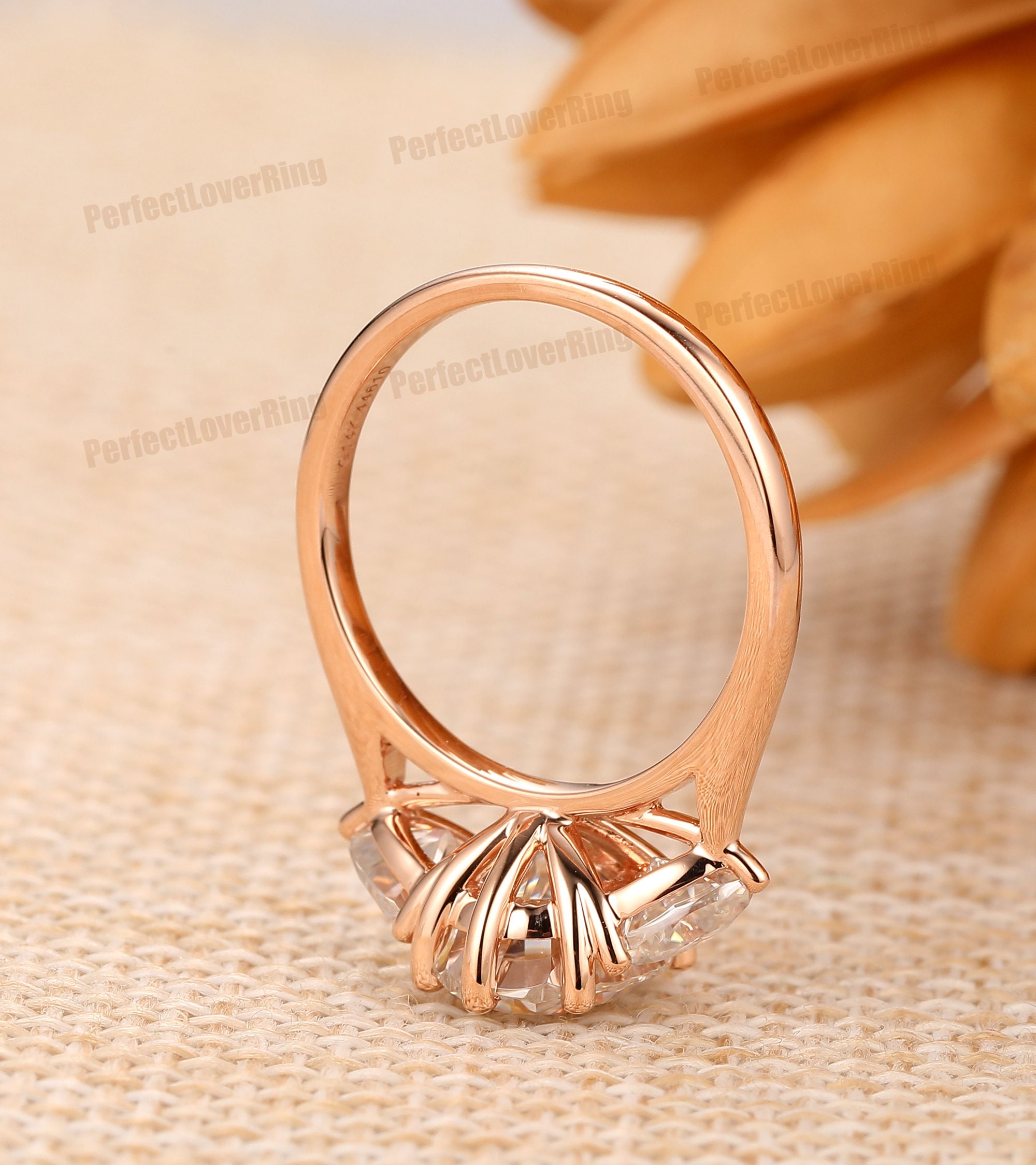 thumbnail image 2 of Handmade Sterling Silver 3-Stone Designer Ring Setting - Pre-notched For 8x6 & 6x4mm Ovals 2 of 5