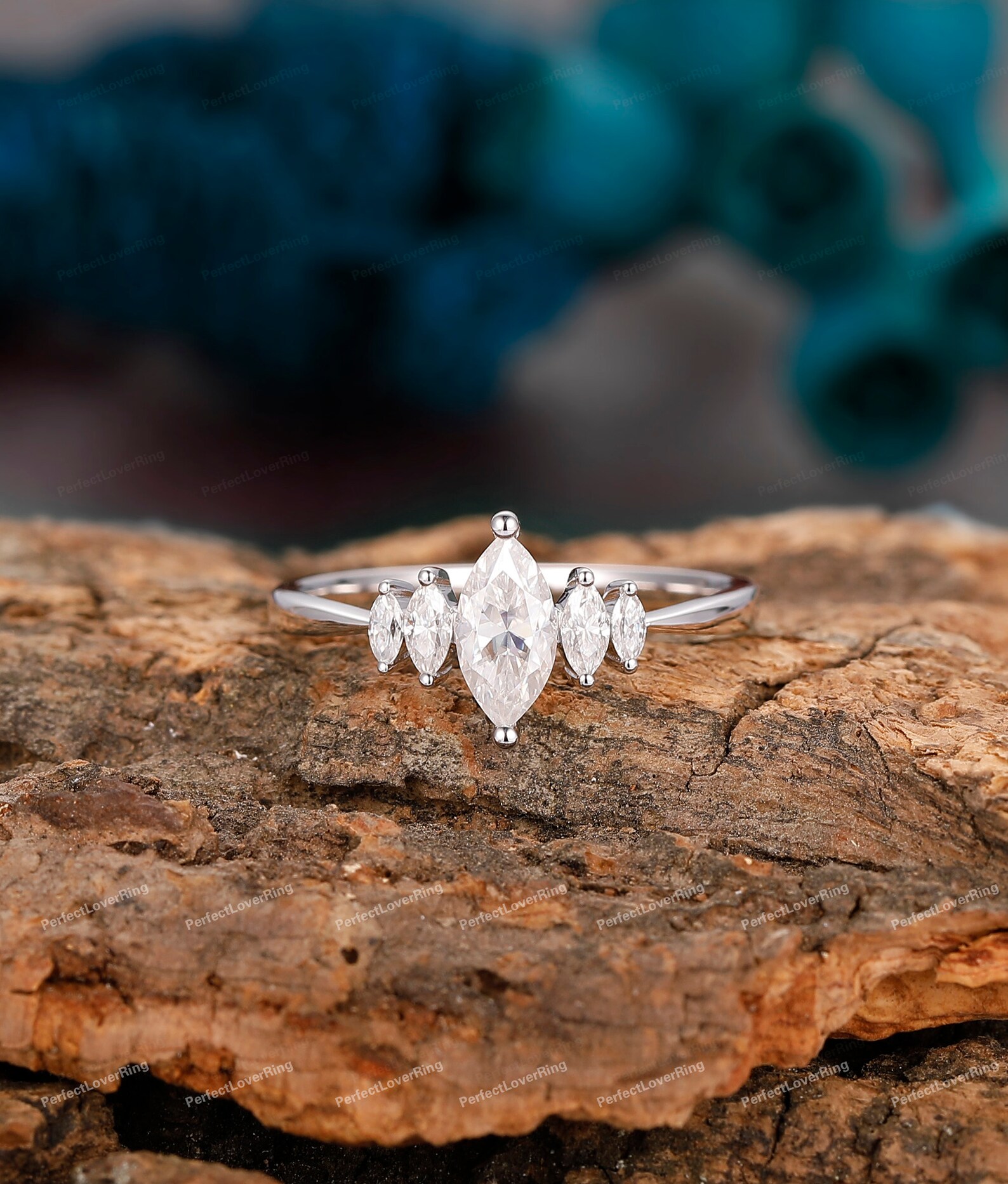 Art Deco Marquise Engagement Ring/ Dainty Fashion Rings/ 4x8mm Etsy