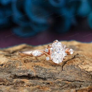 CVD Diamond Ring, IGI Certified Oval Cut Lab Grown Diamond Engagement Ring, Antique Diamond Promise Bridal Ring, Solid 14K Rose Gold Ring image 6