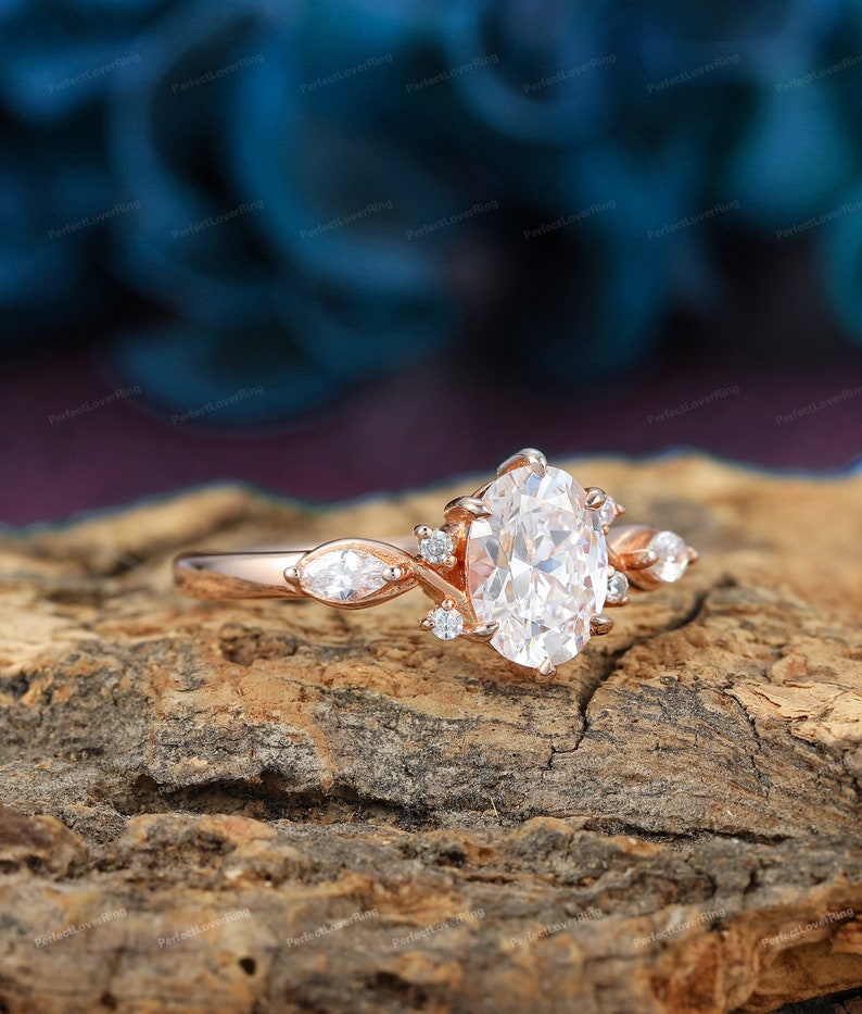 CVD Diamond Ring, IGI Certified Oval Cut Lab Grown Diamond Engagement Ring, Antique Diamond Promise Bridal Ring, Solid 14K Rose Gold Ring image 6