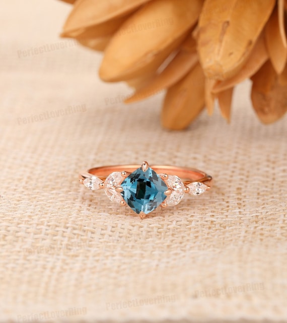 Buy Round Cut 8mm London Blue Topaz Ring, Topaz Wedding Ring, Engagement  Ring, Antiue Topaz Ring, Vintage Ring,10k Plain Gold Ring,art Deco Ring  Online in India - Etsy