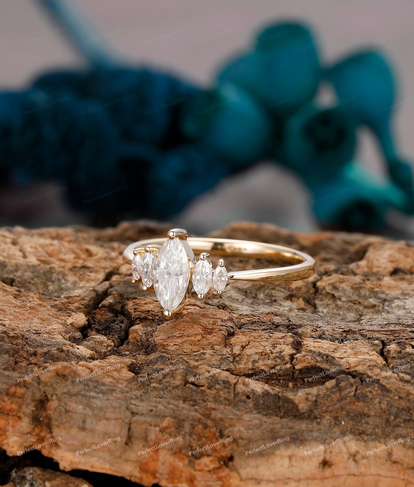 Art Deco Marquise Engagement Ring/ Dainty Fashion Rings/ 4x8mm Etsy