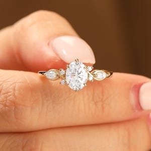 CVD Diamond Ring, IGI Certified Oval Cut Lab Grown Diamond Engagement Ring, Antique Diamond Promise Bridal Ring, Solid 14K Rose Gold Ring image 4