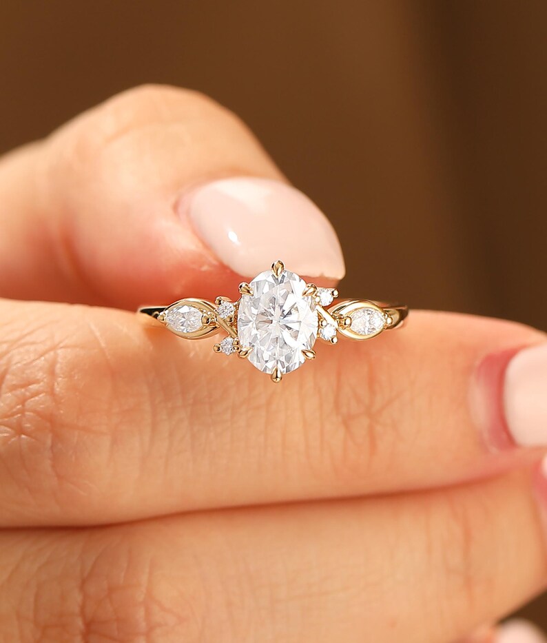 CVD Diamond Ring, IGI Certified Oval Cut Lab Grown Diamond Engagement Ring, Antique Diamond Promise Bridal Ring, Solid 14K Rose Gold Ring image 4