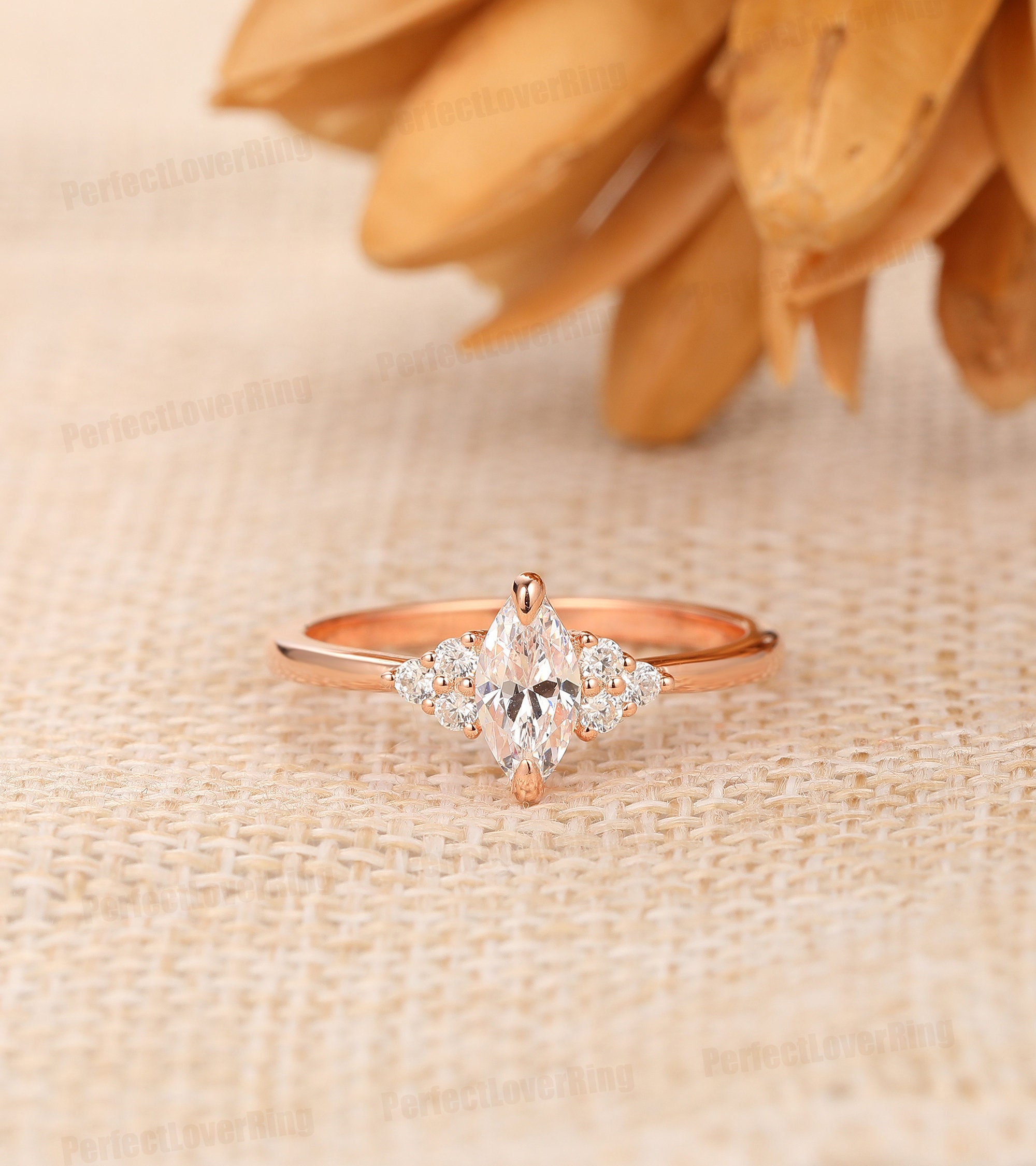 Custom Ring/ 4x8mm Marquise Cut Moissanite Engagement Ring/ Etsy