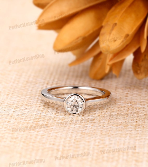 1ct Moissanite Engagement Ring 14K Solid White Gold VVS1 Moissanite Ring,  Womens Minimalist Wedding Ring, Simple 3 Stone Bridal Promise Ring -   Canada