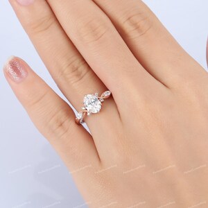 CVD Diamond Ring, IGI Certified Oval Cut Lab Grown Diamond Engagement Ring, Antique Diamond Promise Bridal Ring, Solid 14K Rose Gold Ring image 9