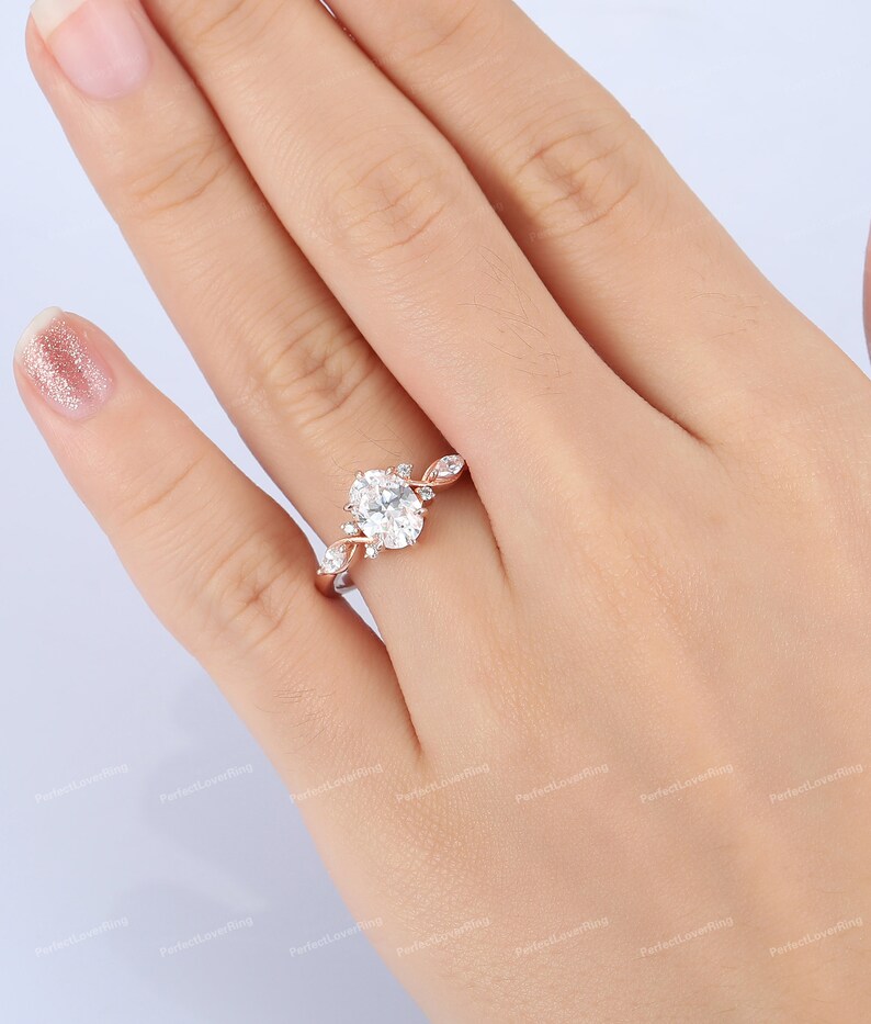 CVD Diamond Ring, IGI Certified Oval Cut Lab Grown Diamond Engagement Ring, Antique Diamond Promise Bridal Ring, Solid 14K Rose Gold Ring image 9