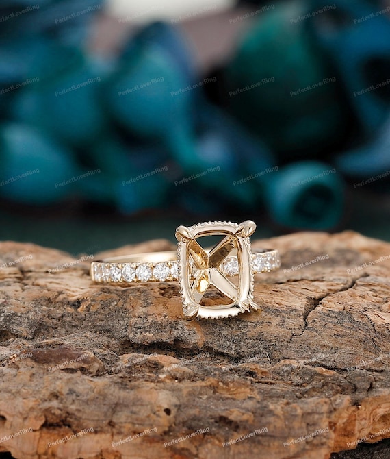 Solid Gold Ring Setting/ Custom Semi Mount Half Eternity Ring