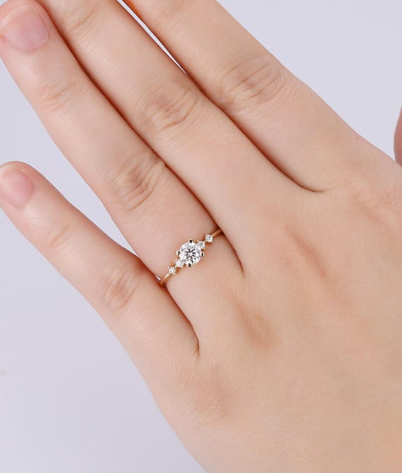 0.05ct 14K Rose Gold Dolphin Diamond Ring For Women - Right Hand Ring, Size 7, Sparkling Round Cut - View #6