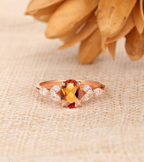 Spessartite garnet engagement best sale ring