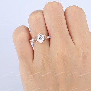 CVD Diamond Ring, IGI Certified Oval Cut Lab Grown Diamond Engagement Ring, Antique Diamond Promise Bridal Ring, Solid 14K Rose Gold Ring image 10