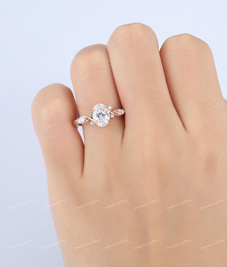 CVD Diamond Ring, IGI Certified Oval Cut Lab Grown Diamond Engagement Ring, Antique Diamond Promise Bridal Ring, Solid 14K Rose Gold Ring image 10