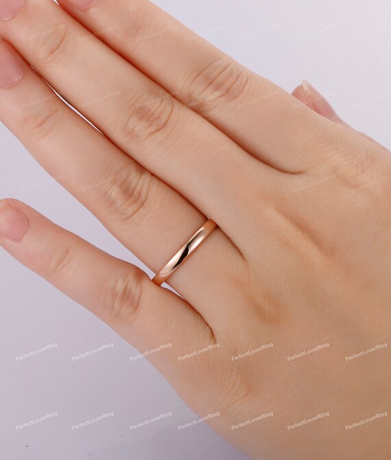 Simple Plain Wedding Band/ Solid Rose Gold Band/ Stacking Matching  Band/ Comfort Fit Band