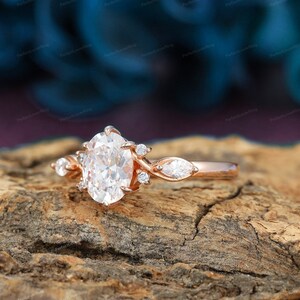 CVD Diamond Ring, IGI Certified Oval Cut Lab Grown Diamond Engagement Ring, Antique Diamond Promise Bridal Ring, Solid 14K Rose Gold Ring image 7