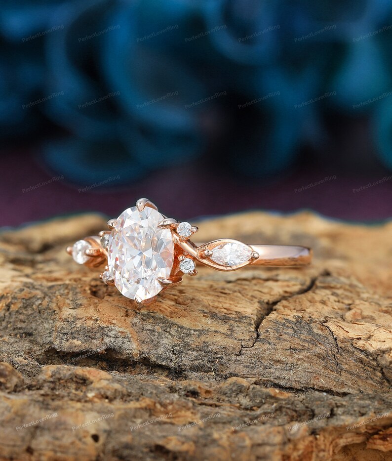 CVD Diamond Ring, IGI Certified Oval Cut Lab Grown Diamond Engagement Ring, Antique Diamond Promise Bridal Ring, Solid 14K Rose Gold Ring image 7