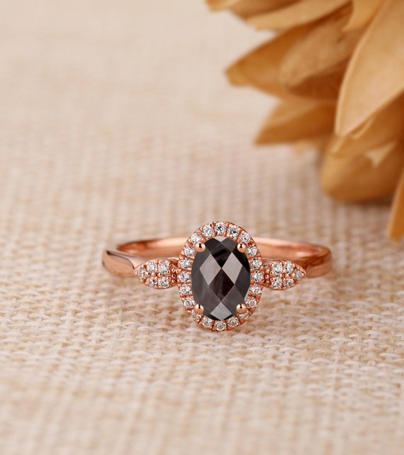 Bague en pierre pr cieuse d licate Bague en saphir noir naturel