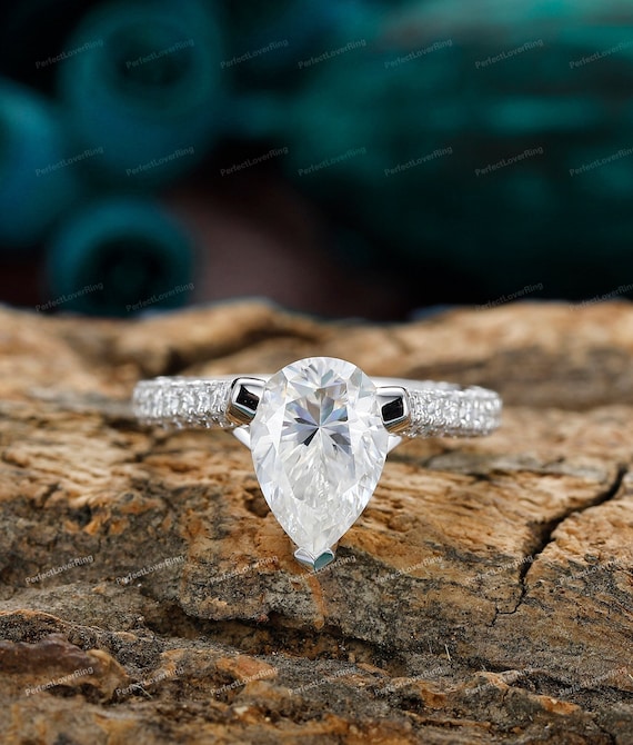 Toi Et Moi Ring Two Stone Moissanite Engagement Ring Pear 