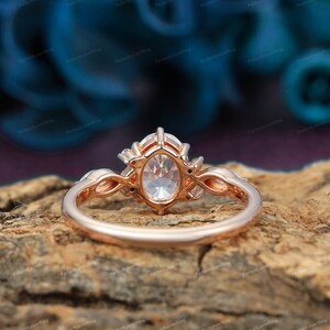 CVD Diamond Ring, IGI Certified Oval Cut Lab Grown Diamond Engagement Ring, Antique Diamond Promise Bridal Ring, Solid 14K Rose Gold Ring image 8
