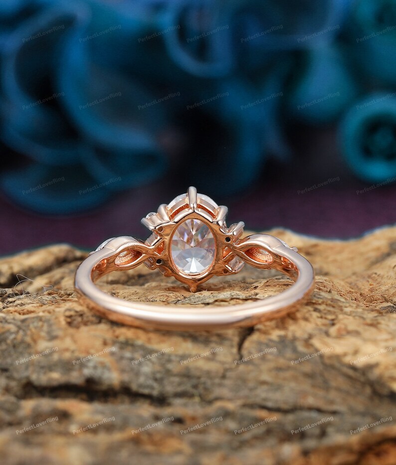 CVD Diamond Ring, IGI Certified Oval Cut Lab Grown Diamond Engagement Ring, Antique Diamond Promise Bridal Ring, Solid 14K Rose Gold Ring image 8