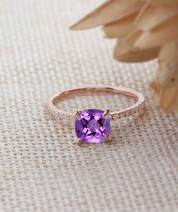 Amethyst engagement ring etsy deals