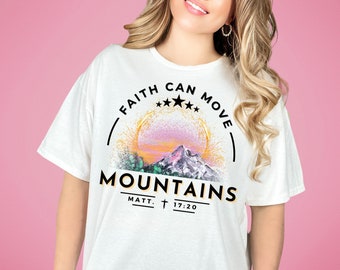 Faith Can Move Mountains Matthew 17:20 Digital Download. Sublimation Design. Printable. PNG. Religious. Faith. Christian. Boho. Mountain.