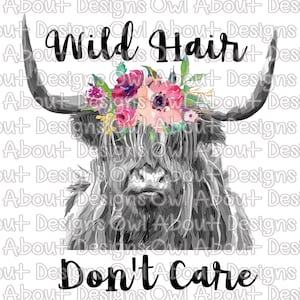 Wild Hair Don't Care Digital Download. Digital Art. Clipart. Clip Art. Digital Graphic. Sublimation File. Sublimation Design. JPEG. PNG.