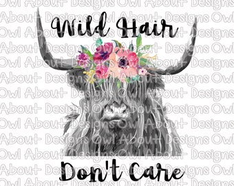 Wild Hair Don't Care Digital Download. Digital Art. Clipart. Clip Art. Digital Graphic. Sublimation File. Sublimation Design. JPEG. PNG.