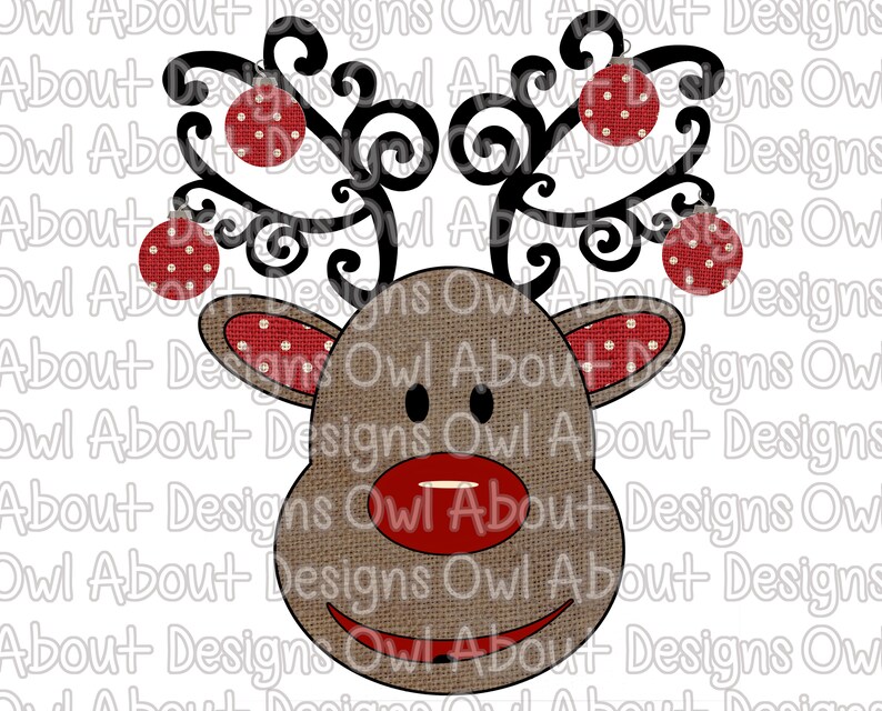 Ornament Kids Christmas Sublimation. Burlap Deer Santa Reindeer Polka Dot Burlap Christmas Reindeer with Ornaments Digital Download